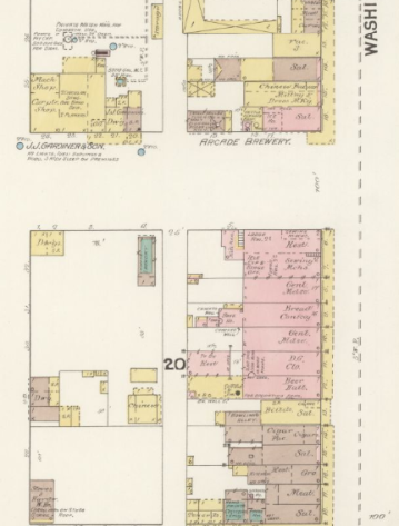 Excerpt from 1889 Sanborn Fire Insurance Map of Phoenix depicting block 20